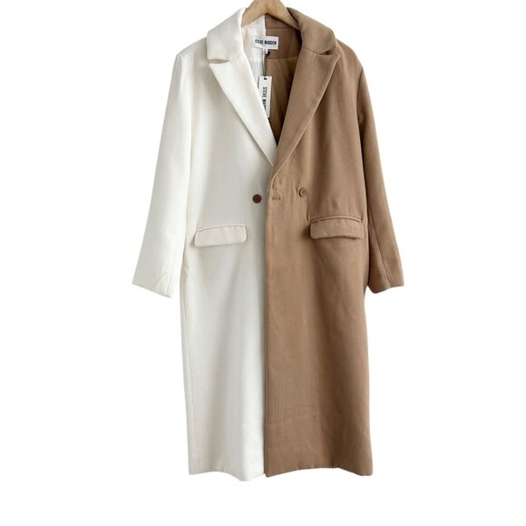 Steve Madden Caroline Two Tone Camel Ivory Long Coat NWT (S) - Picture 8 of 16